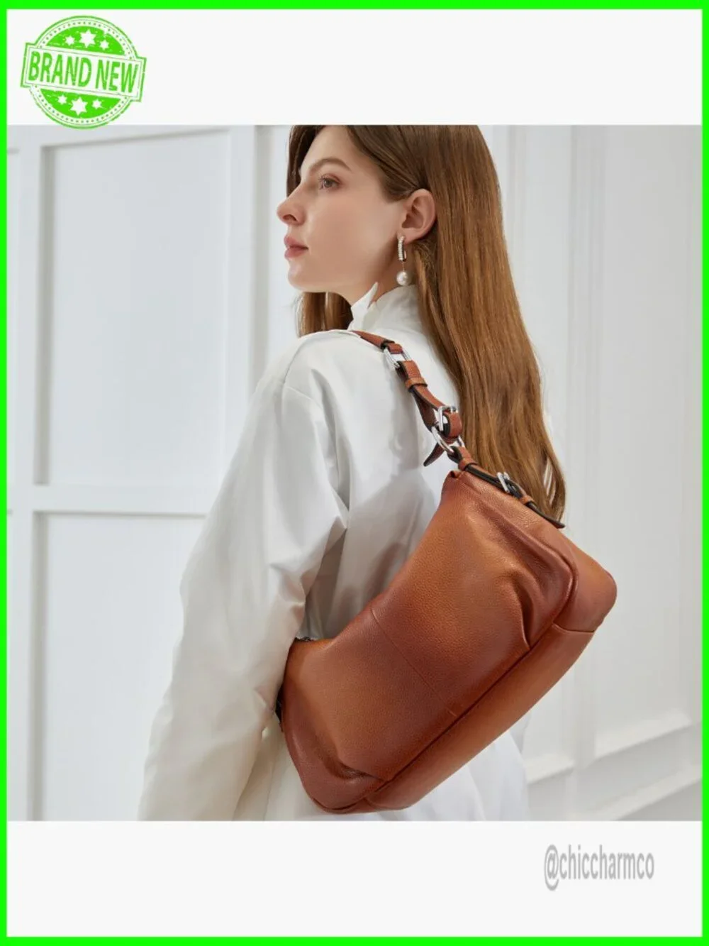 Genuine Leather Hobo Bag with Adjustable Strap, Large Capacity Tote